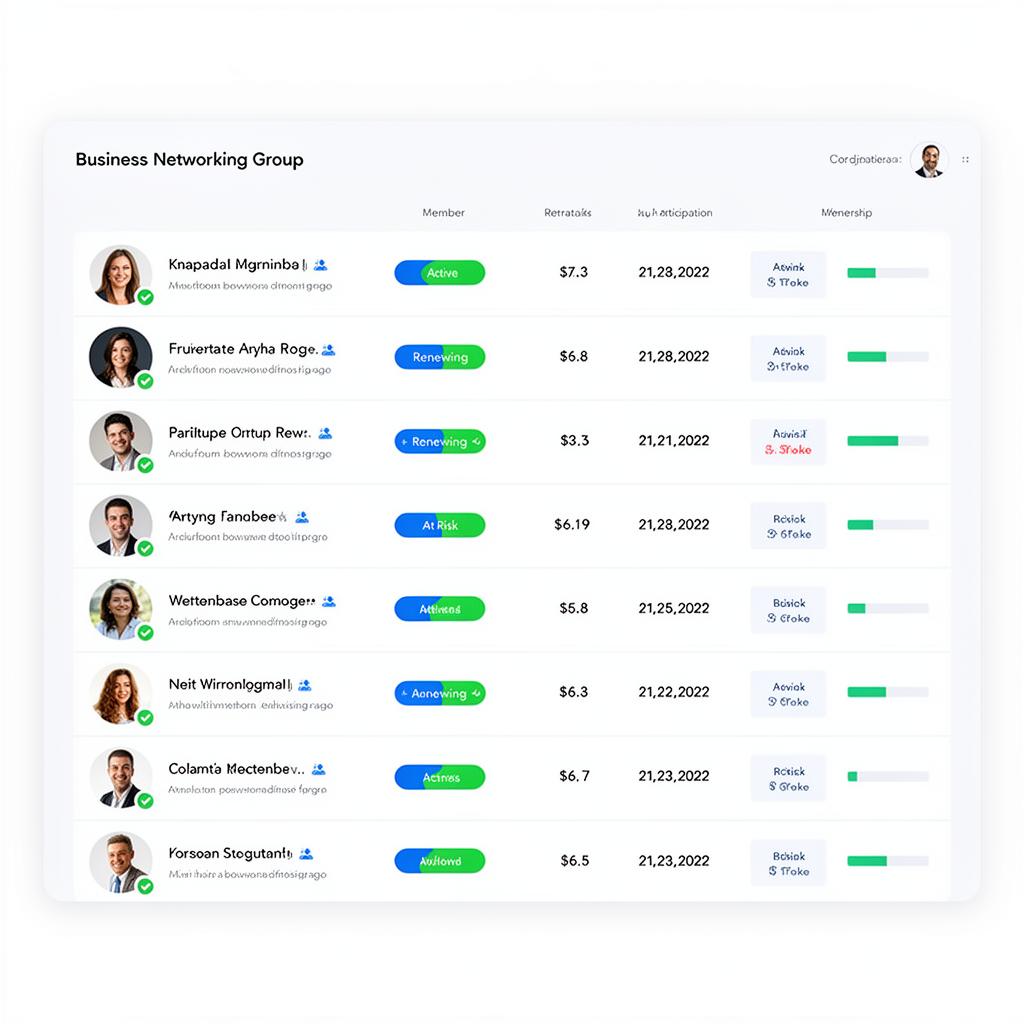 NetworkIQ member management dashboard showing renewal dates and participation scores